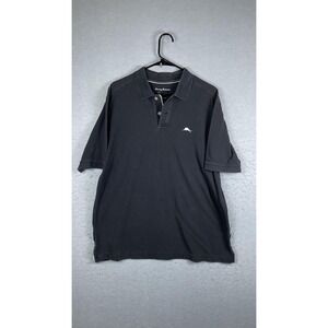 Tommy Bahama Polo Shirt Mens Large Black‎ Supima Cotton Casual Golf Pique
